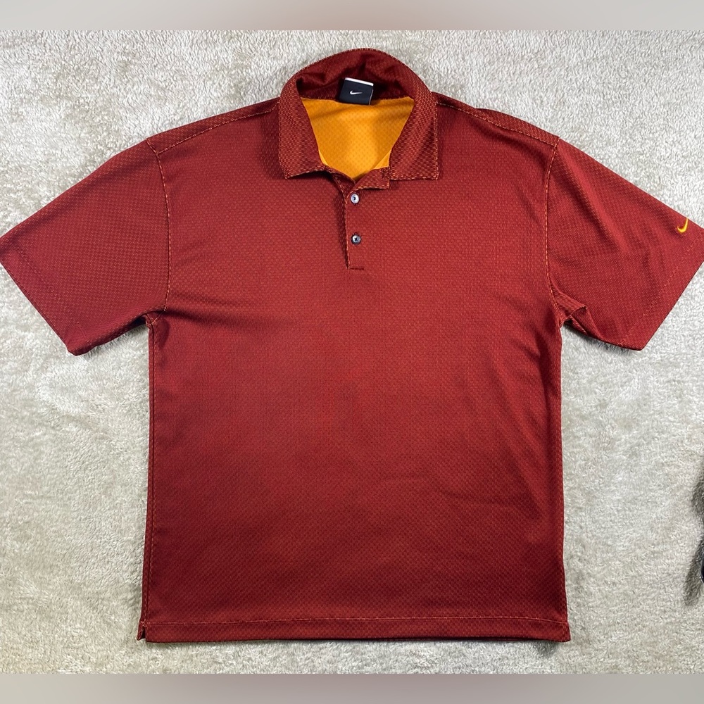 Nike Dry Fit Polo, Golf, Men’s Shirt, Large, Red And Orange Used#83